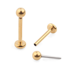 316L Surgical Steel Push Pin Threadless Ball Ends 2mm Gold Plated Labret Piercing Ring